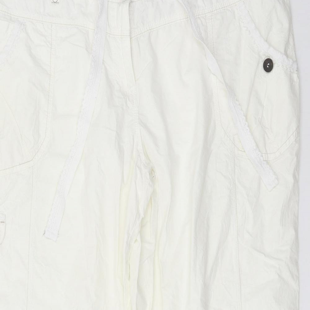 Womens UK Size 46 in NEXT Regular Fit Cargo White Trousers