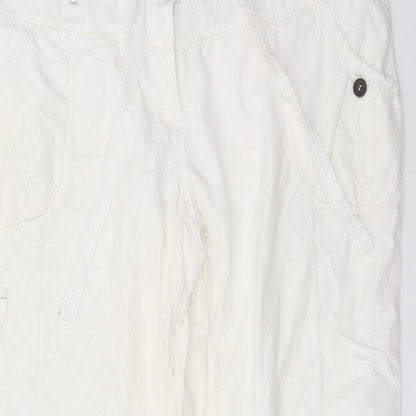 Womens UK Size 46 in NEXT Regular Fit Cargo White Trousers