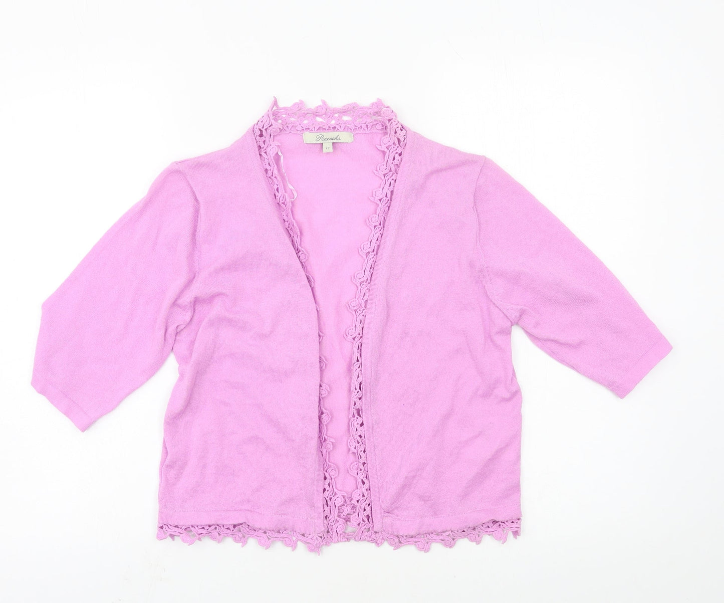 Womens UK Size 12 Peacocks Purple Cardigan Jumper