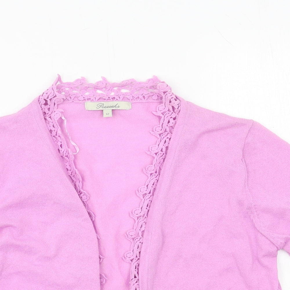 Womens UK Size 12 Peacocks Purple Cardigan Jumper