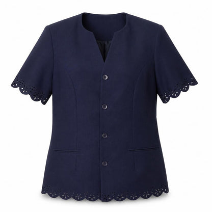 Front view of Prorn women’s blue jacket, size UK 12