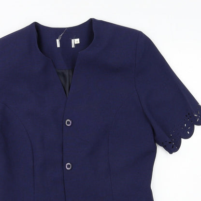Close-up detail of Prorn women’s blue jacket, size UK 12