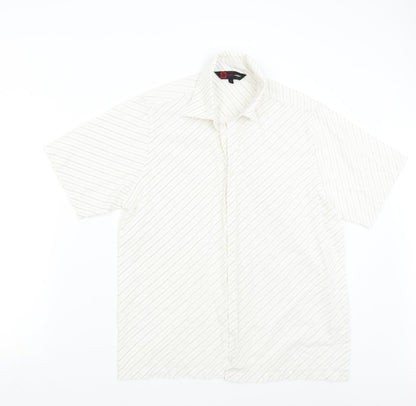 Cutting Edge Womens Ivory Striped  Basic Button-Up Size M