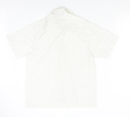 Cutting Edge Womens Ivory Striped  Basic Button-Up Size M