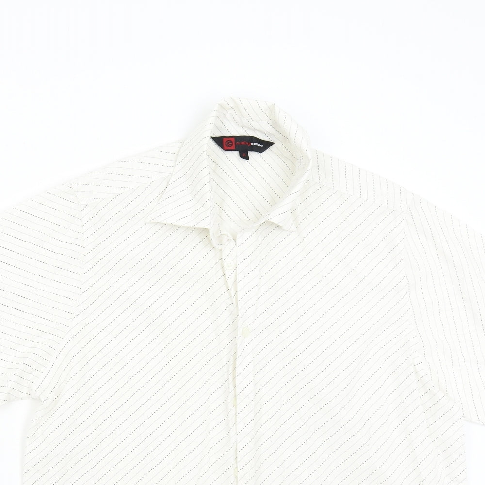 Cutting Edge Womens Ivory Striped  Basic Button-Up Size M