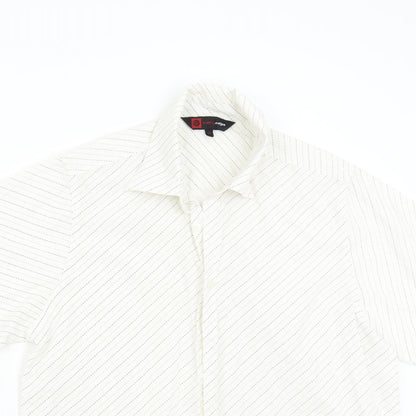 Cutting Edge Womens Ivory Striped  Basic Button-Up Size M