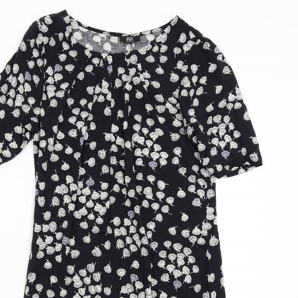 F&F Womens Black Floral  Shift  Size 8