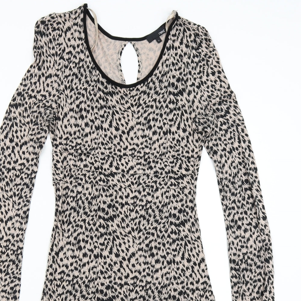 NEXT Womens Brown Animal Print  Fit & Flare  Size 8