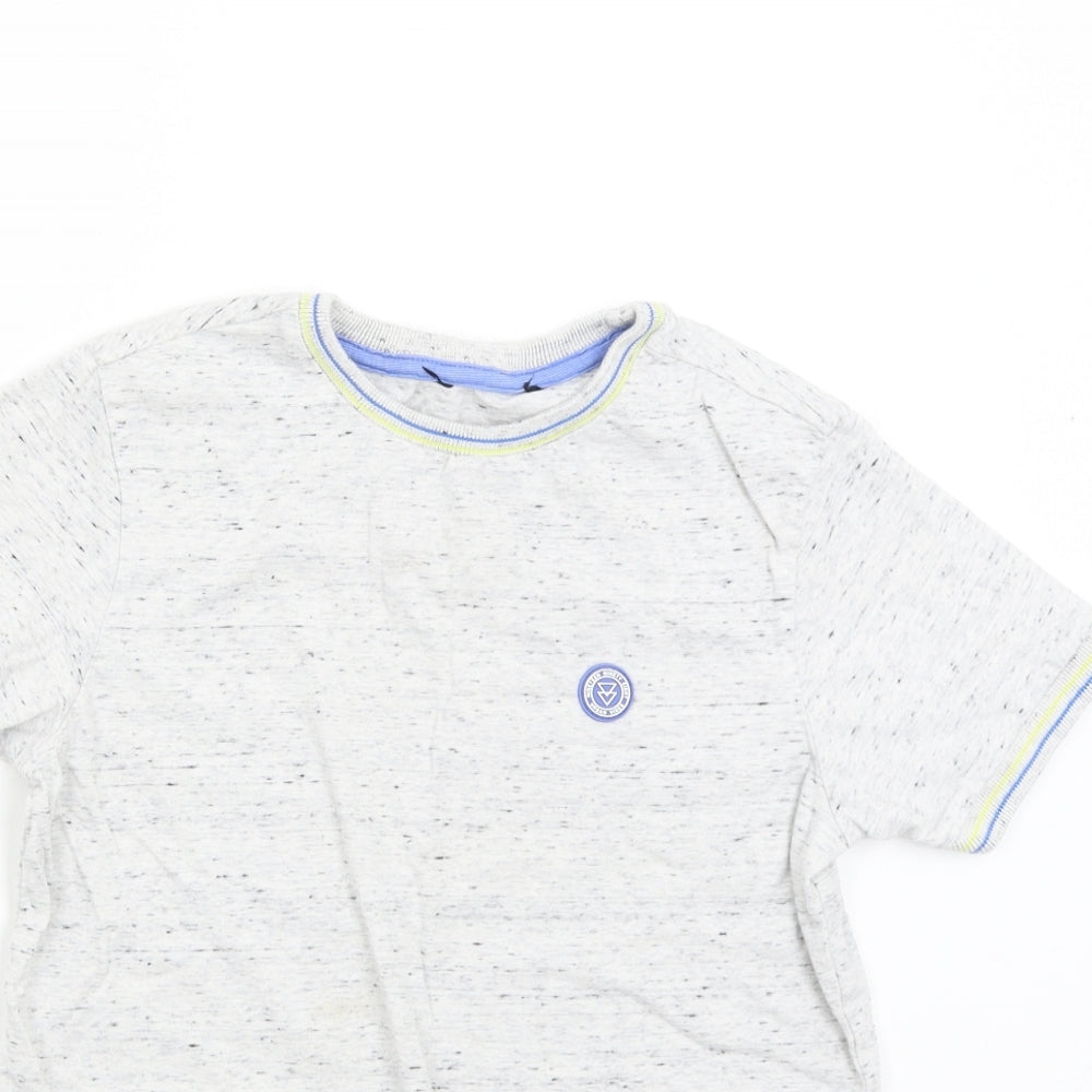 Close-up detail of George boys’ grey basic t-shirt, size 10-11, years