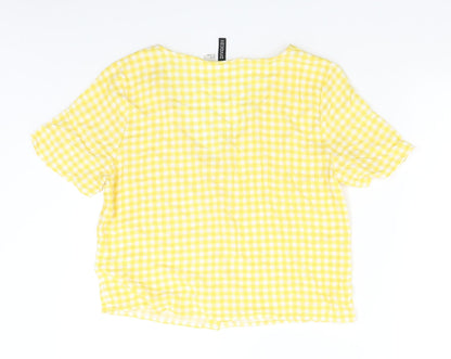 H&M Womens Yellow Check  Basic Blouse Size 10