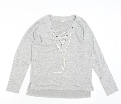 Caution to the Wind Womens Grey Solid  Top Pyjama Top Size M