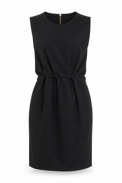 Front view of River Island women’s black wrap dress, size UK 8