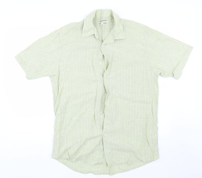 New Roads Mens Green Striped   Button-Up Size L