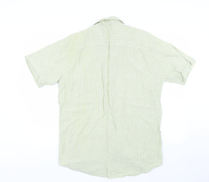 New Roads Mens Green Striped   Button-Up Size L