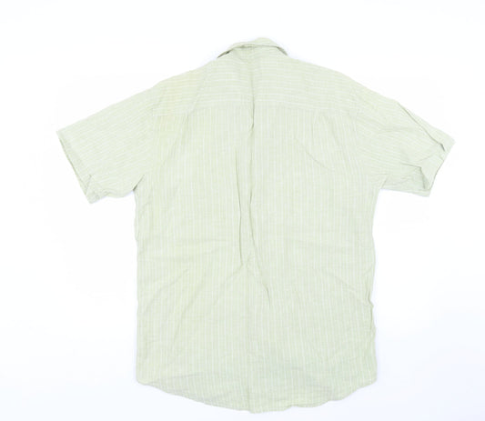 New Roads Mens Green Striped   Button-Up Size L
