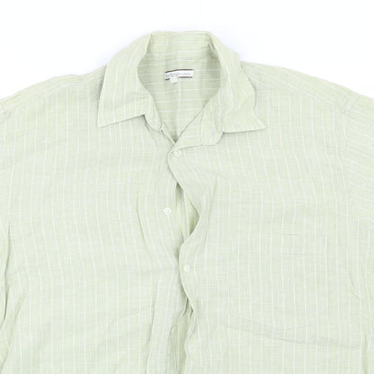 New Roads Mens Green Striped   Button-Up Size L