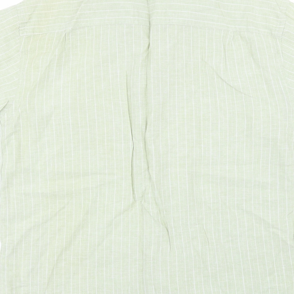 New Roads Mens Green Striped   Button-Up Size L