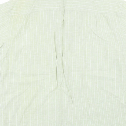 New Roads Mens Green Striped   Button-Up Size L