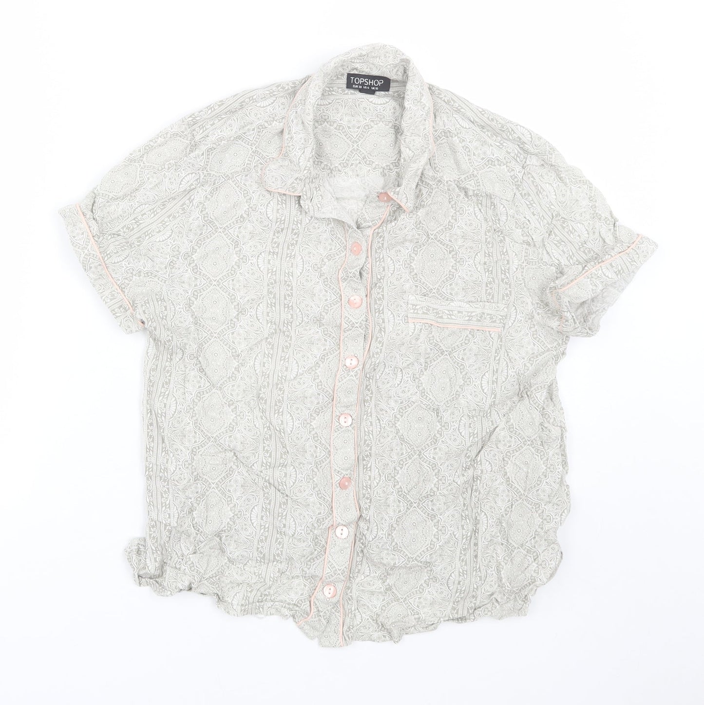 Topshop Womens Grey Paisley  Top Pyjama Top Size 10