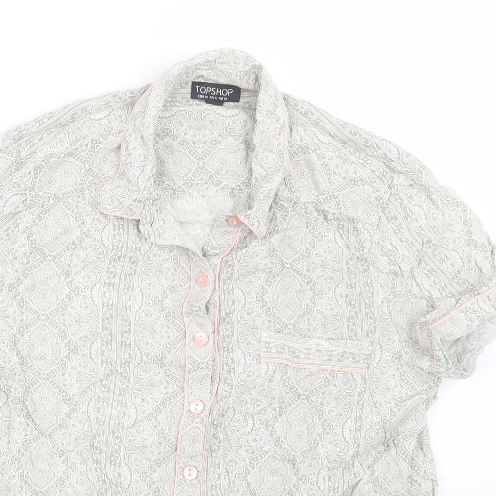 Topshop Womens Grey Paisley  Top Pyjama Top Size 10