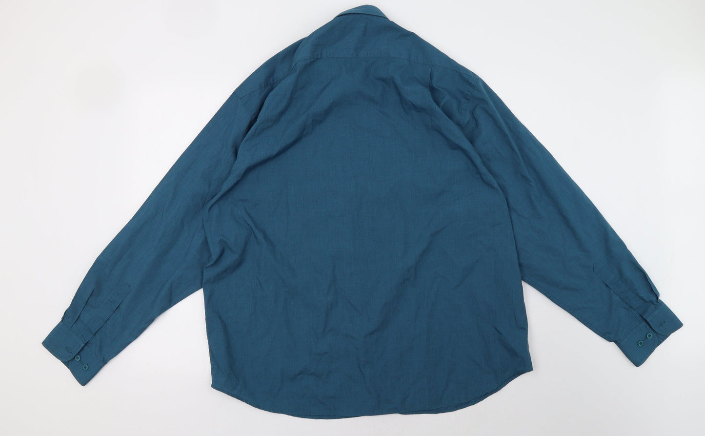 Mens UK Size 17.5 Essentials Blue  Button-Up Long Sleeve Casual Shirt