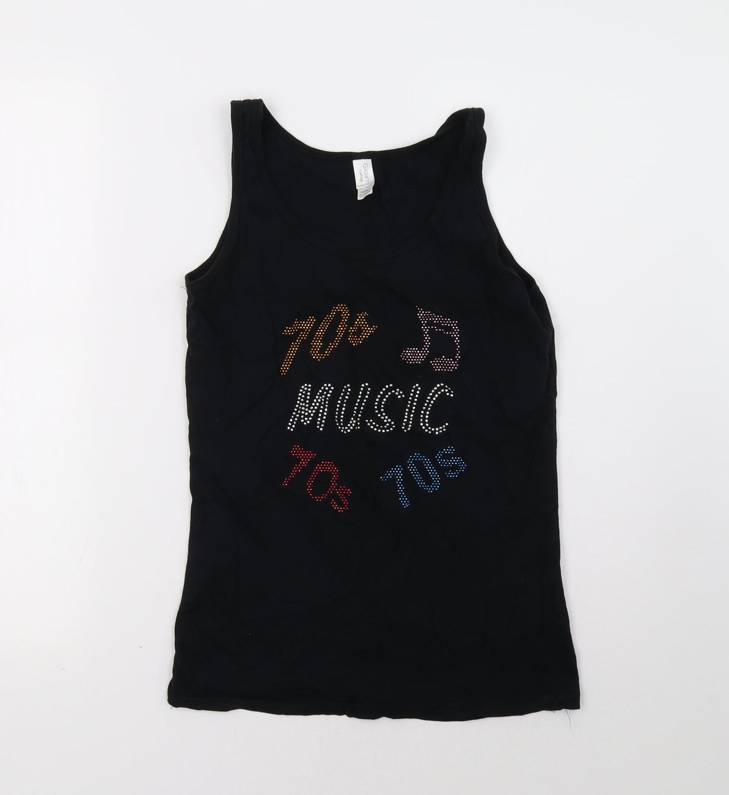 Womens UK Size M Gildan Black Basic Tank