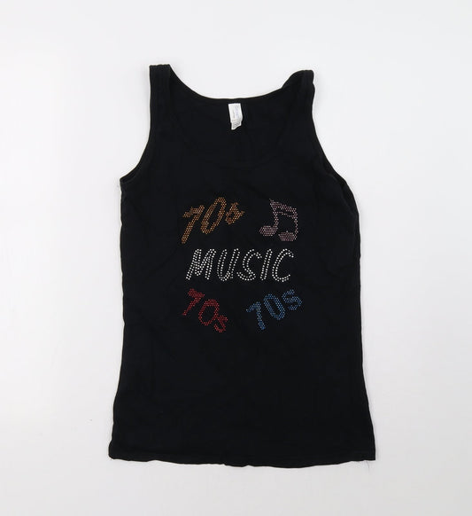 Womens UK Size M Gildan Black Basic Tank