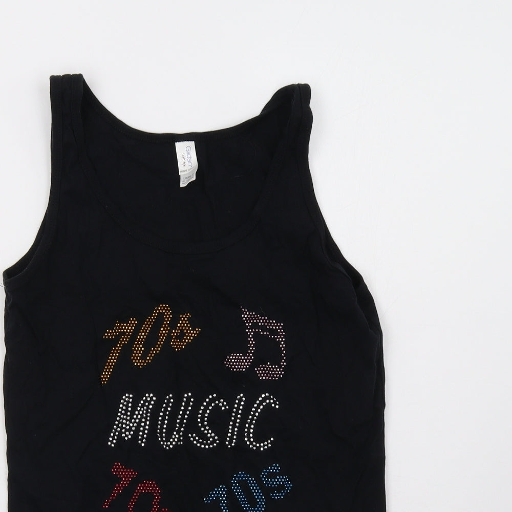 Womens UK Size M Gildan Black Basic Tank