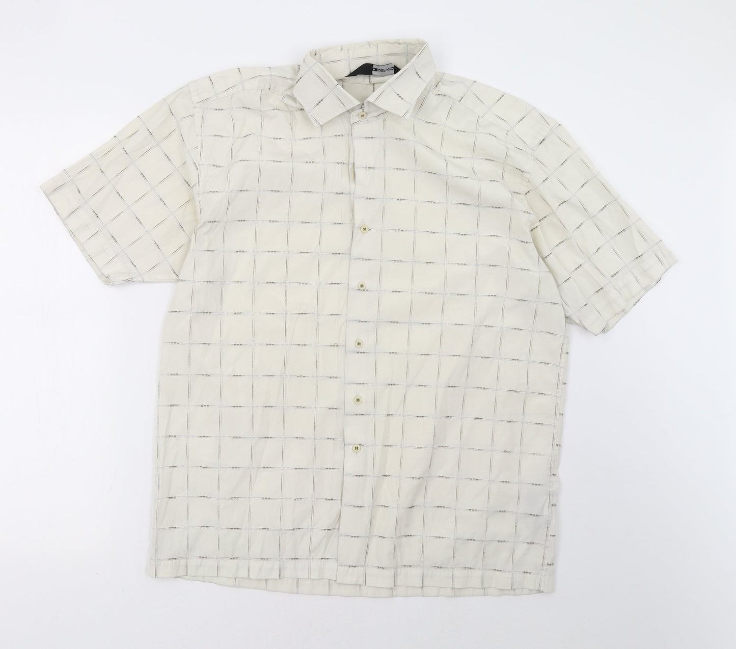 defines Mens White Check   Polo Size M