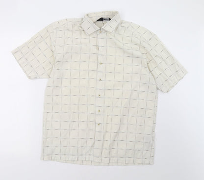 defines Mens White Check   Polo Size M