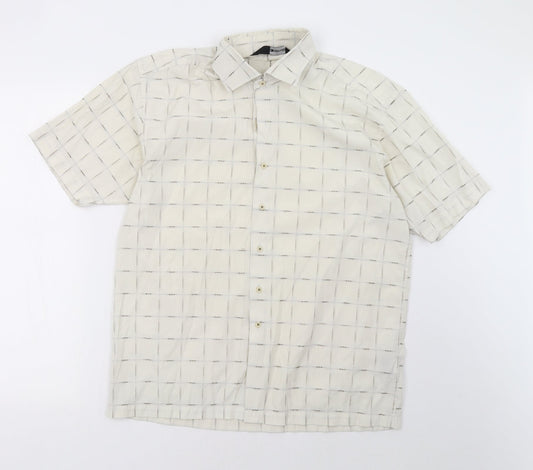 defines Mens White Check   Polo Size M