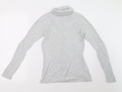 Additional front view of Dorothy Perkins women’s grey pullover sweatshirt, size UK 14