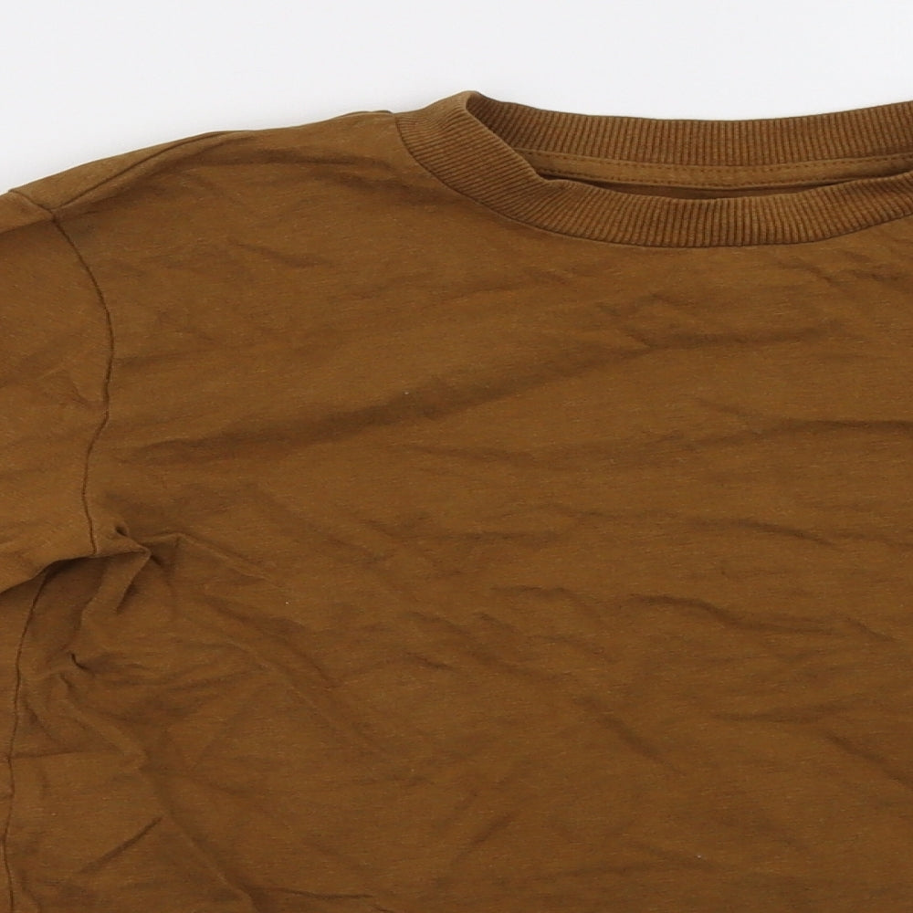 Close-up detail of Next boys’ brown pullover sweatshirt, size 10, years