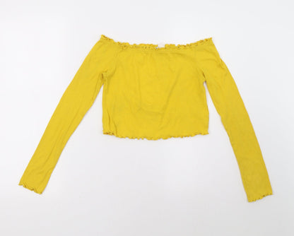 Womens UK Size S H&M Yellow Cropped Tank