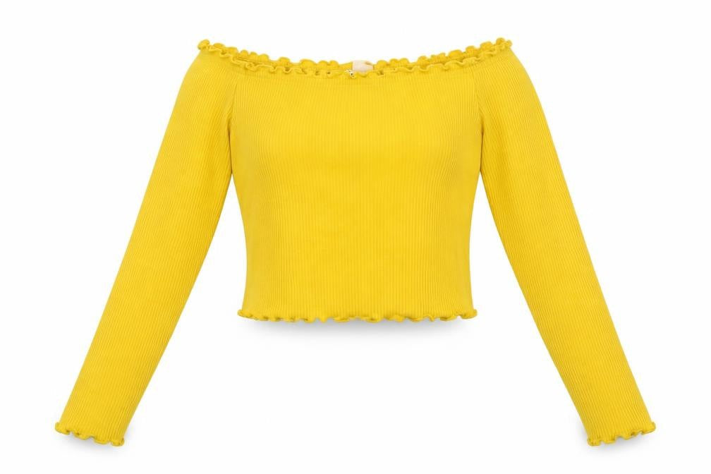 Womens UK Size S H&M Yellow Cropped Tank
