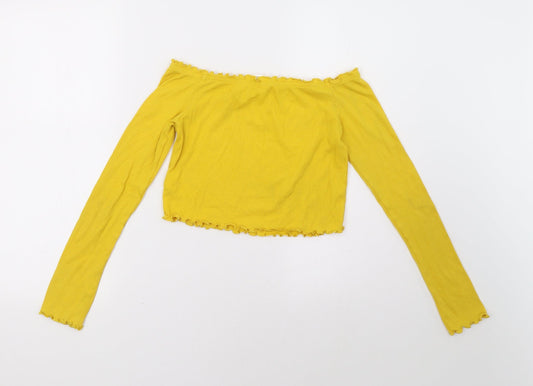 Womens UK Size S H&M Yellow Cropped Tank