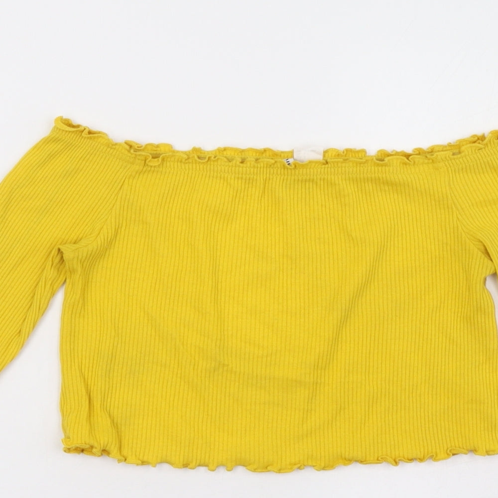 Womens UK Size S H&M Yellow Cropped Tank