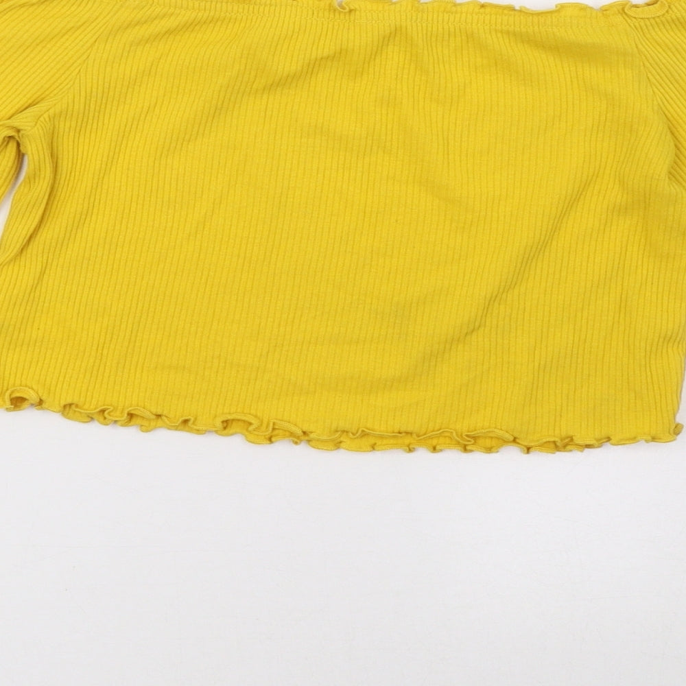 Womens UK Size S H&M Yellow Cropped Tank