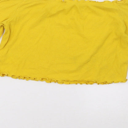 Womens UK Size S H&M Yellow Cropped Tank