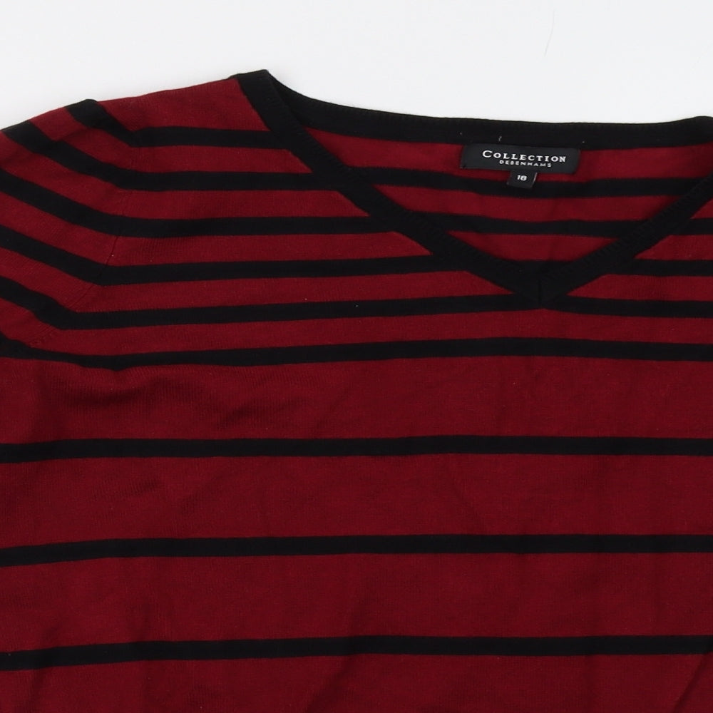 Debenhams Womens Red Striped  Pullover Sweatshirt Size 18