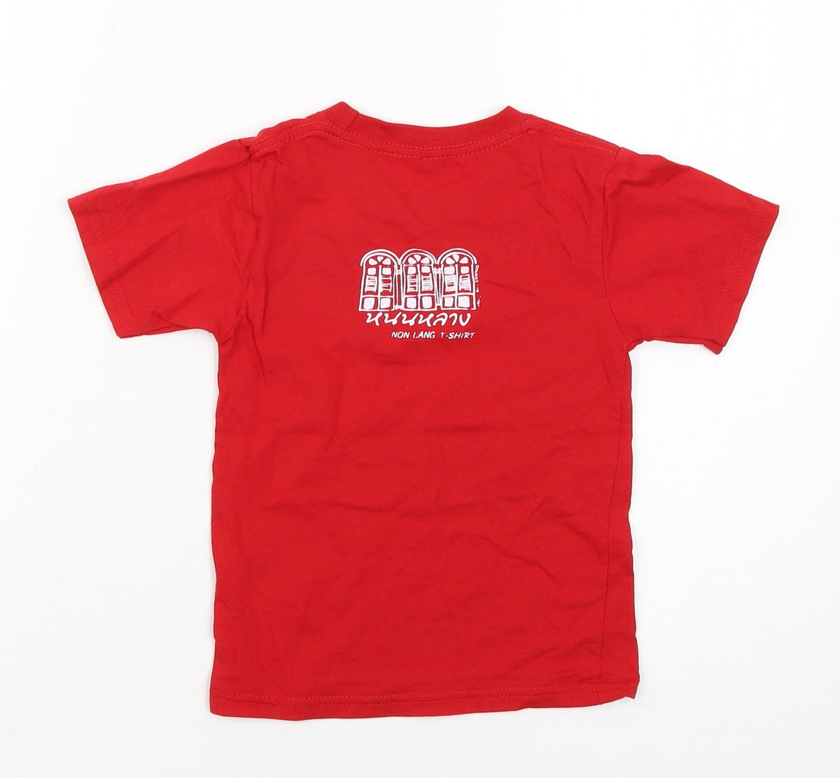 Back view of Preworn girls’ red basic t-shirt, size XS