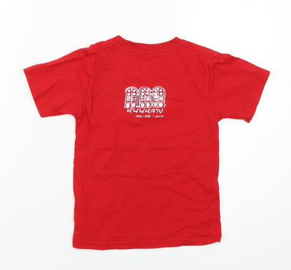 Back view of Preworn girls’ red basic t-shirt, size XS