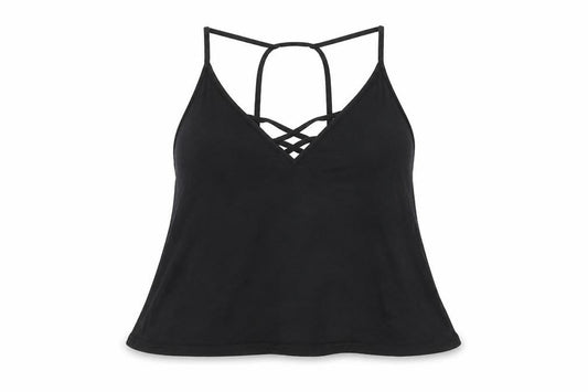 Front view of Pour Moi women’s black basic tank, size UK 10