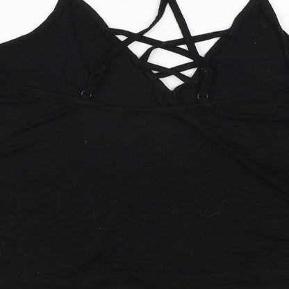 Brand and care label for Pour Moi women’s black basic tank, size UK 10