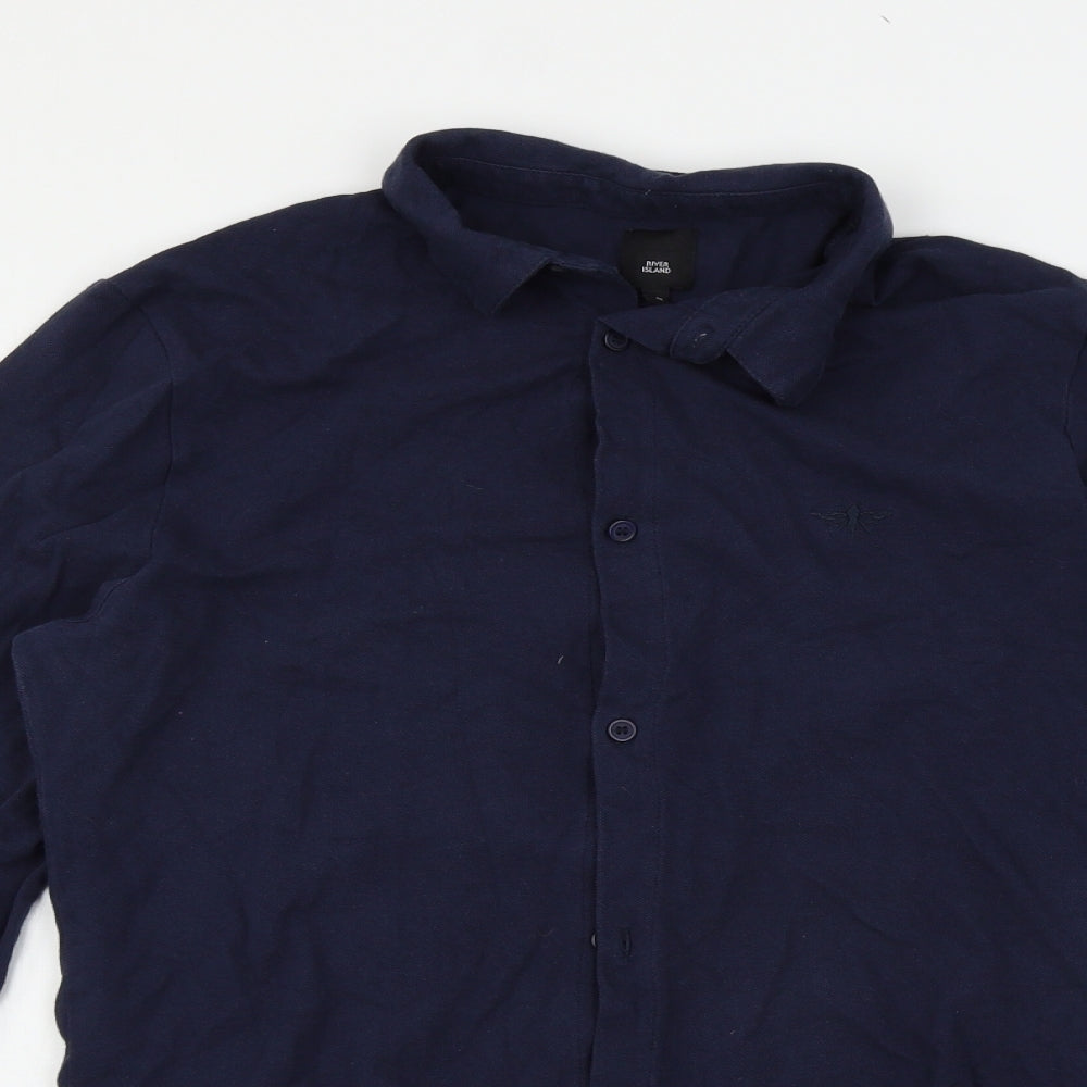 River Island Mens Blue    Button-Up Size M