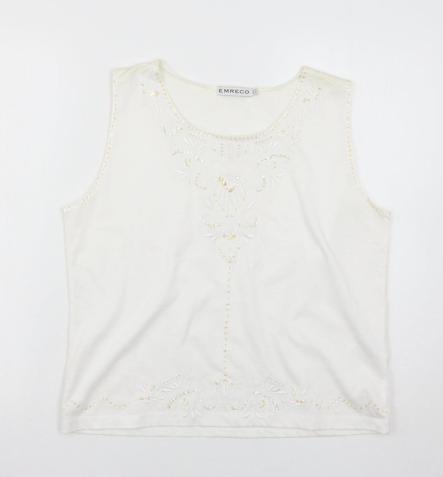 Womens UK Size 16 Emreco White Basic Tank