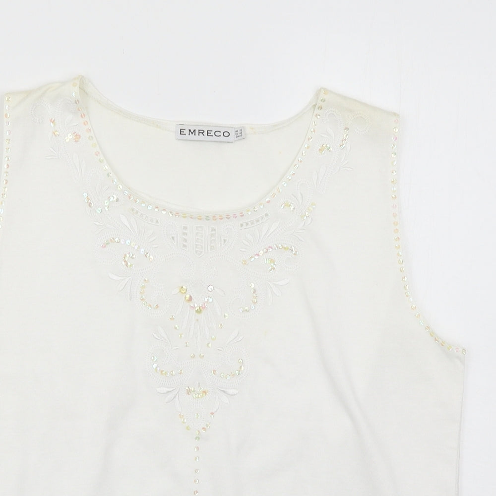 Womens UK Size 16 Emreco White Basic Tank