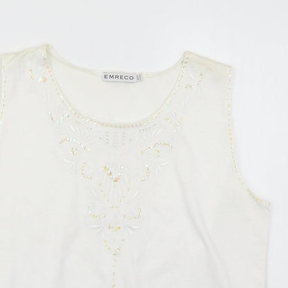 Womens UK Size 16 Emreco White Basic Tank