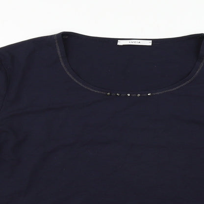 LUCIA Womens Blue   Basic T-Shirt Size 14