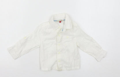 Front view of John Lewis boys’ white basic casual, size 9-12, months